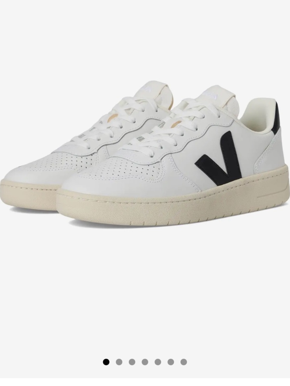 Veja Low-Top Sneakers in White and Black with Cream Sole